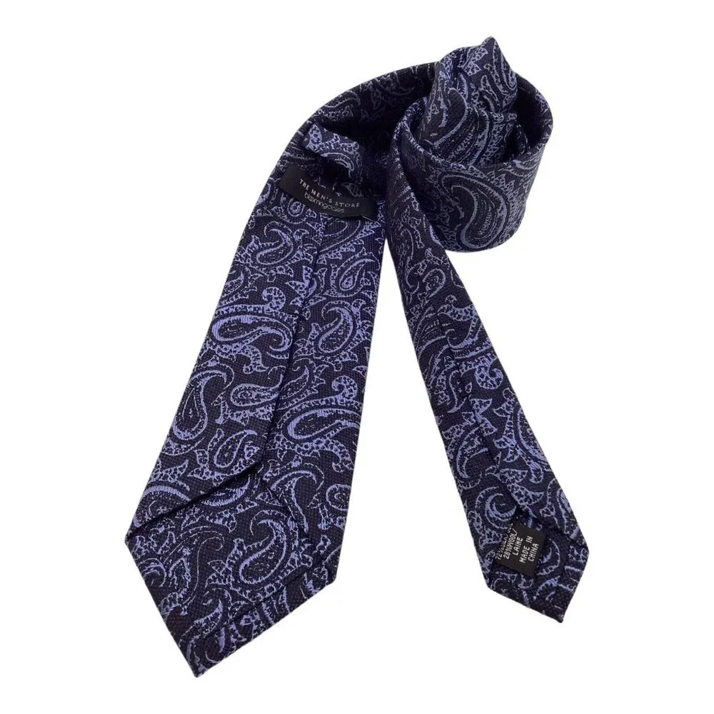THE MEN'S STORE BLOOMINGDALE'S Blue Purple Paisley Silk Blend Tie 59